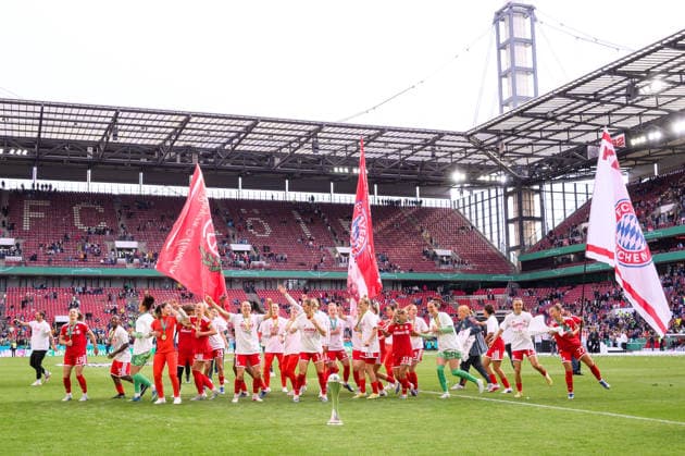COLOGNE, GERMANY - 14 MAY, 2026: Celebrations - The DFB-Pokal Frauen (Germany Women Cup) match Vfl Wolfsburg vs FC Bayern Munich at Rhein Energie Stadion  Copyright: xx