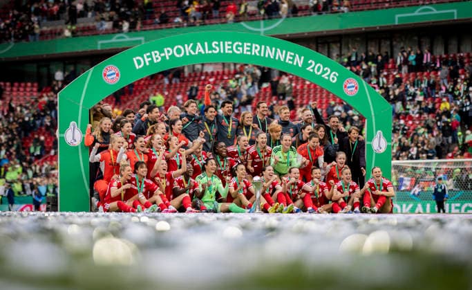 Cologne, Germany. 14th Mai 2026. Schlussjubel FCB FC Bayern München - VfL Wolfsburg DFB Pokalfinale Frauen 14.05.2026