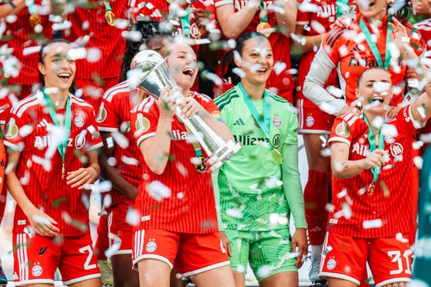 DFB-Pokal 46. Finale der Frauen, VfL Wolfsburg - FC Bayern München, 14.05.2026 Natalia Padilla-Bidas (FC Bayern München, 23) Glodis Perla Viggosdottir (FC Bayern München, 4) Maria Luisa Grohs (FC Bayern München, 1) Georgia Stanway (FC Bayern München, 31) DFB-Pokal 46. Finale der Frauen, VfL Wolfsburg - FC Bayern München: Köln, RheinEnergieSTADION ;14.05.2025 Copyright: xBEAUTIFULxSPORTS Freisenx