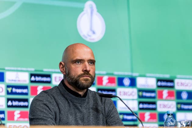DFB-Pokal 46. Finale der Frauen, VfL Wolfsburg - FC Bayern München, 14.05.2026 Stephan Lerch (Trainer VfL Wolfsburg) während der Pressekonferenz DFB-Pokal 46. Finale der Frauen, VfL Wolfsburg - FC Bayern München, Köln, RheinEnergieSTADION am 14.05.2026 Copyright: xBEAUTIFULxSPORTS Wunderlx