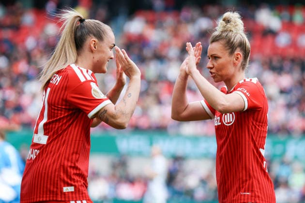 DFB-Pokal 46. Finale der Frauen, VfL Wolfsburg - FC Bayern München, 14.05.2026 Georgia Stanway (FC Bayern München, 31) Linda Dallmann (FC Bayern München, 10) DFB-Pokal 46. Finale der Frauen, VfL Wolfsburg - FC Bayern München: Köln, RheinEnergieSTADION ;14.05.2025 Copyright: xBEAUTIFULxSPORTS Freisenx