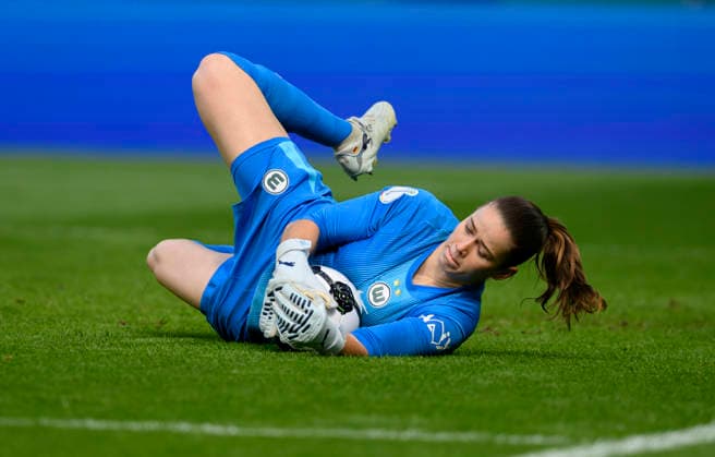 Torhueterin Stina JOHANNES (WOB) Aktion. DFB-Pokal der Frauen Finale 2026, VfL Wolfsburg (WOB) - FC Bayern Muenchen (M) 0:4, am 14.05.2026 in Koeln Deutschland. DFB regulations prohibit any use of photographs as image sequences and or quasi-video Â