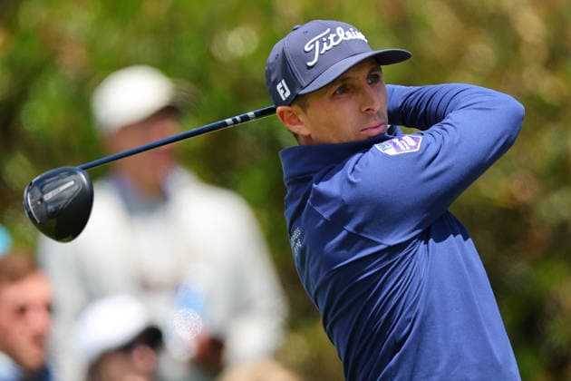 NEWTON SQUARE, PA - MAY 14: Jesse Droemer of the United States tees off at the first tee during round 1 of the 2026 PGA, Golf Herren Championship on May 14, 2026 at Aronimink Golf Club in Newtown Square, Pennsylvania. (Photo by Rich Graessle Icon Sportswire) GOLF: MAY 14 PGA PGA Championship EDITORIAL USE ONLY Icon260514255031