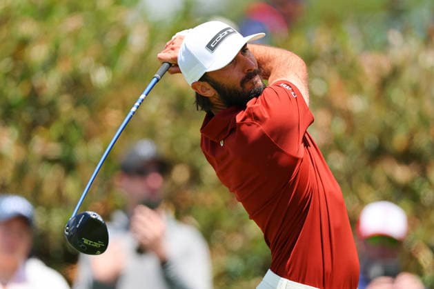 NEWTON SQUARE, PA - MAY 14: Max Homa of the United States tees off at the first tee during round 1 of the 2026 PGA, Golf Herren Championship on May 14, 2026 at Aronimink Golf Club in Newtown Square, Pennsylvania. (Photo by Rich Graessle Icon Sportswire) GOLF: MAY 14 PGA PGA Championship EDITORIAL USE ONLY Icon260514255091