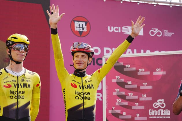 Denmark™s Jonas Vingegaard Hansen of Team Visma Lease A Bike during Stage 7 of the Giro d™Italia from Formia to Blockhaus, Italy. Friday May 15, 2026.  Copyright: xMassimoxPaolonex xLaPressex