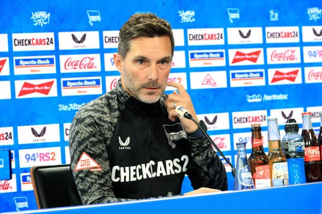 DEU, DFL, 2. FBL Hertha BSC, PK, 15.05.2026, Sportforum, Berlin, DEU, DFL, 2. FBL Hertha BSC, PK, im Bild Cheftrainer Stefan Leitl (Hertha BSC Berlin) DFL - regulations prohibit any use of Photographs as image sequences and or quasi-video