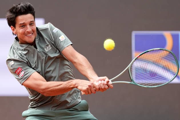Luciano Darderi of Italy during the match against Casper Ruud of Norway at the Internazionali BNL d Italia 2026 tennis tournament at Foro Italico in Rome (Italy) on May, 15, 2026. AntoniettaxBaldassarre