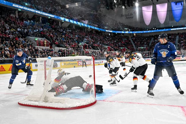 ZURICH, SWITZERLAND - MAY 15: Jesse Puljujarvi of Finland L) scores a goal against goalkeeper Philipp Grubauer of Germany during the 2026 IIHF Ice hockey, Eishockey World Championship, WM, Weltmeisterschaft Switzerland game between Finland and Germany at Swiss Life Arena on May 15, 2026 in Zurich, Zurich. Zurich Swiss Life Arena Zurich Switzerland *** ZURICH, SWITZERLAND MAY 15 Jesse Puljujarvi of Finland L scores a goal against goalkeeper Philipp Grubauer of Germany during the 2026 IIHF Ice Hockey World Championship Switzerland game between Finland and Germany at Swiss Life Arena on May 15, 2026 in Zurich, Zurich Zurich Swiss Life Arena Zurich Switzerland Switzerland Copyright: xJustPictures.ch AndreaxBrancax jp-en-EuSpIm-JP7_ANB_Fin_Ger_15052026_1903