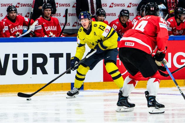 260515 Lucas Raymond of Sweden during the 2026 IIHF Ice hockey, Eishockey World Championship, WM, Weltmeisterschaft match between Canada and Sweden on May 15, 2026 in Fribourg. Photo: Jesper Zerman BILDBYRAN kod JZ JZ0714 ishockey ice hockey ishockey-vm 2026 vm 2026 iihf world championship kanada canada sverige sweden canada kanada bbeng bbauto Copyright: JESPERxZERMAN BB260515JZ052