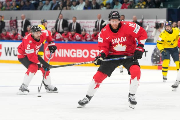 FRIBOURG, SWITZERLAND - MAY 15: Connor Brown of CanadaC) in action during the 2026 IIHF Ice hockey, Eishockey World Championship, WM, Weltmeisterschaft Switzerland game between Canada and Sweden at BCF Arena on May 15, 2026 in Fribourg, Fribourg. Fribourg BCF Arena Fribourg Switzerland Copyright: xJustPictures.ch JarixPestelaccix jp-en-EuSpIm-JP6_JAR_Canada_Sweden_15May2026_00237