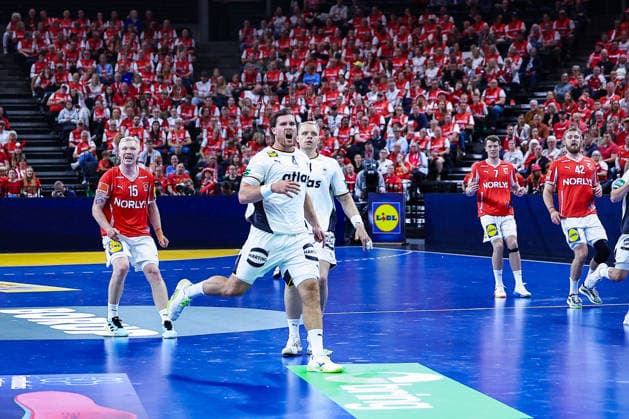 15.05.2026, xIAJx, Handball, Länderspiel, Testspiel, Dänemark - Deutschland, Royal Arena Kopenhagen: Johannes Golla (Deutschland 4) Justus Fischer (Deutschland 54) Dänemark