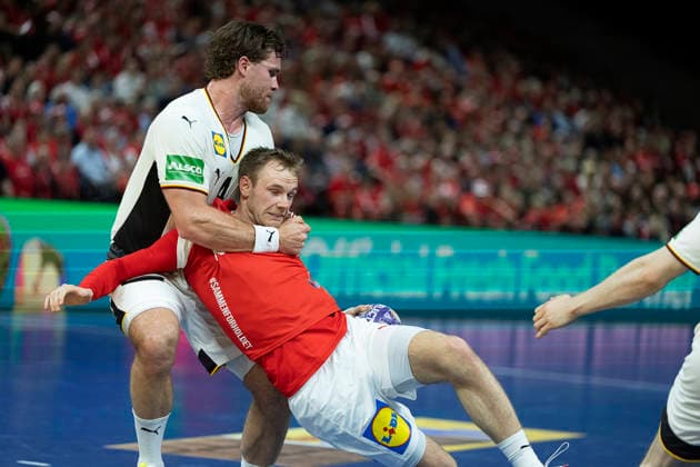 Men s Handball: Denmark - Germany Germany s Johannes Golla and Denmark s Mathias Gidsel. The Danish handball men face Germany in a test match in Copenhagen on Friday, May 15, 2026. (Photo: Claus Bech Ritzau Scanpix) , Copenhagen Denmark