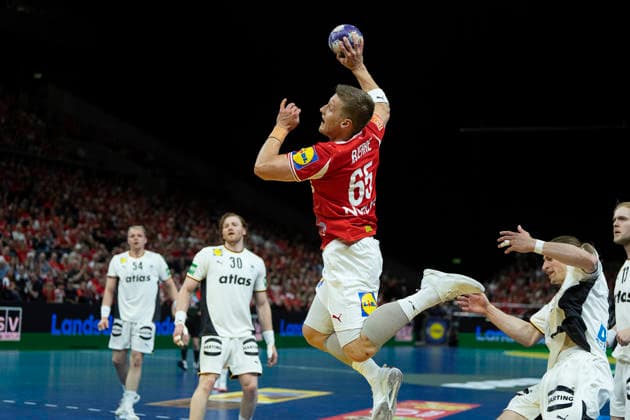 Men s Handball: Denmark - Germany Denmark s Frederik Bjerre. The Danish men s handball team faces Germany in a test match in Copenhagen on Friday, May 15, 2026. (Photo: Claus Bech Ritzau Scanpix) , Copenhagen Denmark