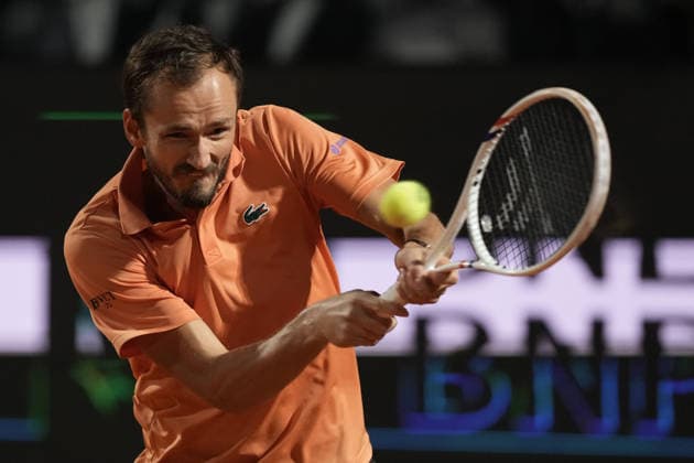 Daniil Medvedev during the match between Jannik Sinner (ITA) vs Daniil Medvedev at the Italian Open in Rome, Friday, May 15, 2026. (Alfredo Falcone LaPresse)  Copyright: xAlfredoxFalcone LaPressex