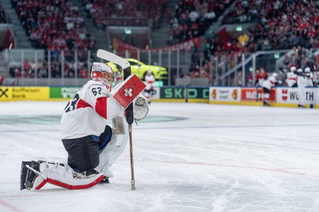 15 05 2026, Zurich, Swiss Life Arena, Ice hockey, Eishockey World Championships: USA - Switzerland, 63 goalkeeper Leonardo Genoni (Switzerland) Zurich Swiss Life Arena Zurich Switzerland Copyright: xJustPictures.ch StefanxEmchx jp-de-StEm-DSC0118820260515