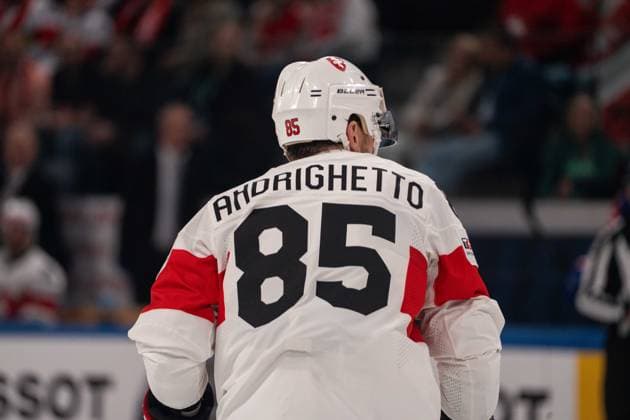 ZURICH, ZURICH - MAY 15: Sven Andrighetto of Switzerland during the 2026 IIHF World Championship, WM, Weltmeisterschaft Group A match between Switzerland and USA at Swiss Life Arena on May 15, 2026 in Zurich, Zurich, Switzerland. Copyright: xLivioxBaeriswylx xSPPx Sportspressphoto_SPR147231