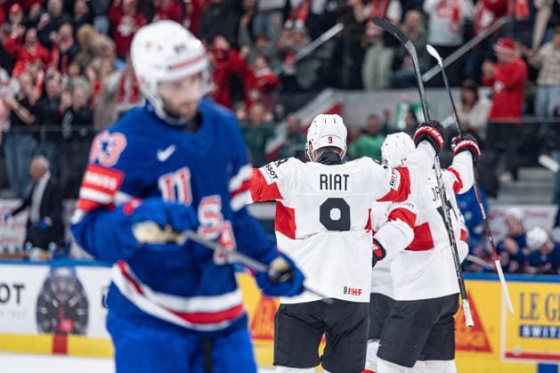 15 05 2026, Zurich, Swiss Life Arena, Ice hockey, Eishockey World Championships: USA - Switzerland, Torjubel zum 3:1 9 Damien Riat (Switzerland) Zurich Swiss Life Arena Zurich Switzerland Copyright: xJustPictures.ch StefanxEmchx jp-de-StEm-DSC0188020260515