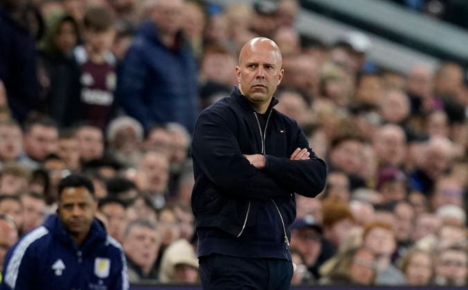 Birmingham, England, 15th May 2026. Arne Slot manager of Liverpool during the Aston Villa vs Liverpool Premier League match at Villa Park, Birmingham. Picture credit should read: Andrew Yates Sportimage EDITORIAL USE ONLY. No use with unauthorised audio, video, data, fixture lists, club league logos or live services. Online in-match use limited to 120 images, no video emulation. No use in betting, games or single club league player publications. SPI_040_AY_ASTON_VILLA_LIVERPOOL SPI-4802-0039