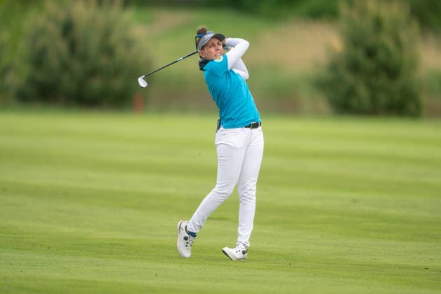 Amundi German Masters - Seond Round Amaia Latorre of Spain plays from the fairway on the 18th hole during the second round of the Amundi German Masters at Green Eagle Golf Courses in Hamburg, Germany, on May 15, 2026. Hamburg Germany  Copyright: xAndyxAstfalckx originalFilename:astfalck-amundige260515_np6oy.jpg