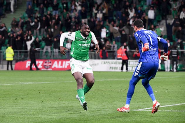 AS Saint-Etienne v Rodez Aveyron Football - Barrages Ligue 1 Uber Eats 2025 2026 03 Mickael NADE (asse) during the Ligue 1 Uber Eats Playoffs match between Saint-Etienne and Rodez at Stade Geoffroy-Guichard on May 15, 2026 in Saint-Etienne, France. Saint-Etienne France  Copyright: xFEPx 776496719