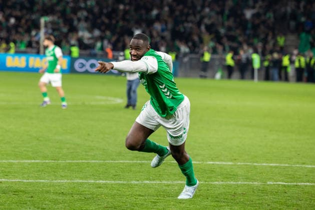 FOOTBALL : AS ST Etienne vs Rodez - Ligue 2 BKT barrage - 15 05 2026 Nade Mickael 3 of Saint-Etienne celebrates after scoring the winning penalty during the Ligue 2 playoff game between AS Saint-Etienne and Rodez Aveyron Football at Stadium Geoffroy Guichard in Saint-Etienne, France. Saint-EtienneFrance  Copyright: xPaulinexFIGUETx xPSNewZx