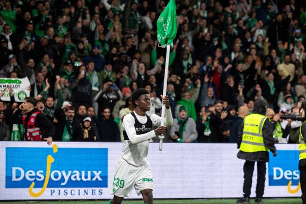 FOOTBALL : AS ST Etienne vs Rodez - Ligue 2 BKT barrage - 15 05 2026 Pedro Kevin 39 of Saint-Etienne celebrates the victory during the Ligue 2 playoff game between AS Saint-Etienne and Rodez Aveyron Football at Stadium Geoffroy Guichard in Saint-Etienne, France. Saint-EtienneFrance  Copyright: xPaulinexFIGUETx xPSNewZx