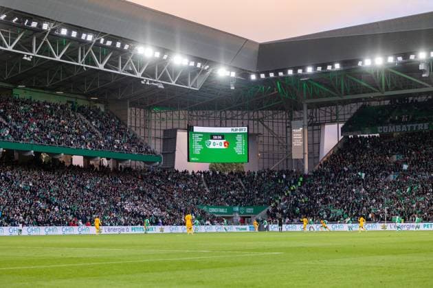 FOOTBALL : AS ST Etienne vs Rodez - Ligue 2 BKT barrage - 15 05 2026 General view of the stadium during the Ligue 2 playoff game between AS Saint-Etienne and Rodez Aveyron Football at Stadium Geoffroy Guichard in Saint-Etienne, France. Saint-EtienneFrance  Copyright: xPaulinexFIGUETx xPSNewZx