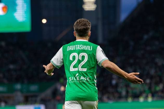 FOOTBALL : AS ST Etienne vs Rodez - Ligue 2 BKT barrage - 15 05 2026 Davitashvili Zuriko 22 of Saint-Etienne in action during the Ligue 2 playoff game between AS Saint-Etienne and Rodez Aveyron Football at Stadium Geoffroy Guichard in Saint-Etienne, France. Saint-EtienneFrance  Copyright: xPaulinexFIGUETx xPSNewZx