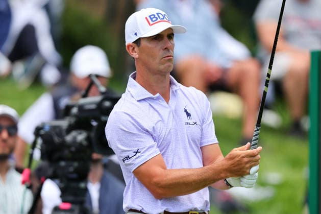 NEWTON SQUARE, PA - MAY 15: Billy Horschel of the United States tees off at the first tee during Round 2 of the 2026 PGA, Golf Herren Championship on May 15, 2026 at Aronimink Golf Club in Newtown Square, Pennsylvania. (Photo by Rich Graessle Icon Sportswire) GOLF: MAY 15 PGA PGA Championship EDITORIAL USE ONLY Icon260515256802