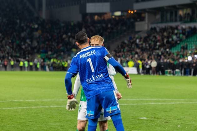 FOOTBALL : AS ST Etienne vs Rodez - Ligue 2 BKT barrage - 15 05 2026 Maubleu Brice 1 of Saint-Etienne in the penalty shootout during the Ligue 2 playoff game between AS Saint-Etienne and Rodez Aveyron Football at Stadium Geoffroy Guichard in Saint-Etienne, France. Saint-EtienneFrance  Copyright: xPaulinexFIGUETx xPSNewZx
