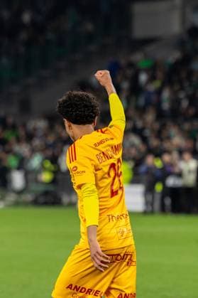 FOOTBALL : AS ST Etienne vs Rodez - Ligue 2 BKT barrage - 15 05 2026 Benchamma Samy 26 of Rodez celebrates after scoring his penalty during the Ligue 2 playoff game between AS Saint-Etienne and Rodez Aveyron Football at Stadium Geoffroy Guichard in Saint-Etienne, France. Saint-EtienneFrance  Copyright: xPaulinexFIGUETx xPSNewZx
