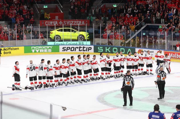 WM 2026 USA - SUI Die Schweizer nach dem Auftaktsieg 15.05.2026 Swiss Life Arena Zuerich , SCHWEIZ, Herren IIHF Eishockey World Championship, WM, Weltmeisterschaft Zurich 2026 Gruppe USA - Schweiz Die Schweizer nach dem Auftaktsieg