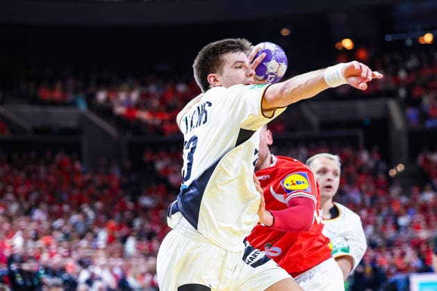 15.05.2026, xIAJx, Handball, Länderspiel, Testspiel, Dänemark - Deutschland, Royal Arena Kopenhagen: Renars Uscins (Deutschland 23) Dänemark