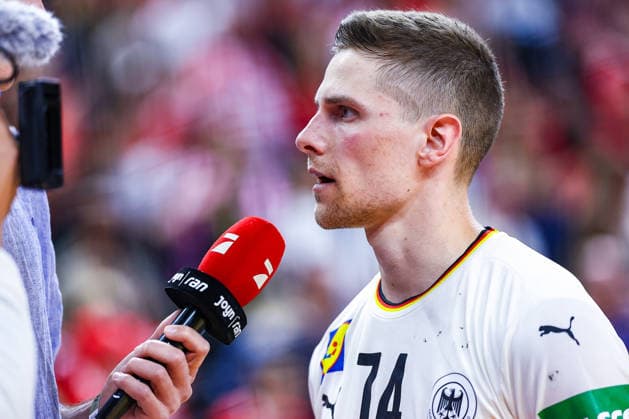 15.05.2026, xIAJx, Handball, Länderspiel, Testspiel, Dänemark - Deutschland, Royal Arena Kopenhagen: Vincent Büchner (Deutschland 74) im Interview Dänemark