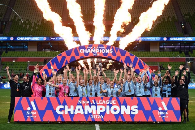 ALEAGUE WOMENS GRAND FINAL, Melbourne City players celebrate winning the A-League Women Grand Final match between Melbourne City and Wellington Phoenix at in Melbourne, Saturday, May 16, 2026. ( NO ARCHIVING, EDITORIAL USE ONLY MELBOURNE VICTORIA AUSTRALIA  Copyright: xJOELxCARRETTx 20260516139489473348