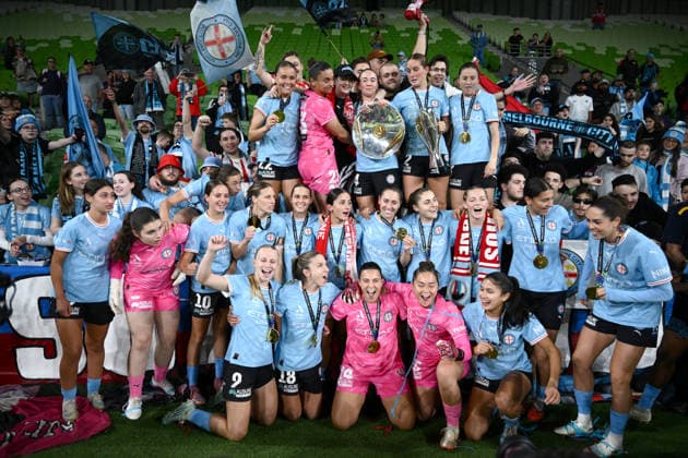 ALEAGUE WOMENS GRAND FINAL, Melbourne City players celebrate winning the A-League Women Grand Final match between Melbourne City and Wellington Phoenix at in Melbourne, Saturday, May 16, 2026. ( NO ARCHIVING, EDITORIAL USE ONLY MELBOURNE VICTORIA AUSTRALIA  Copyright: xJOELxCARRETTx 20260516164039739480