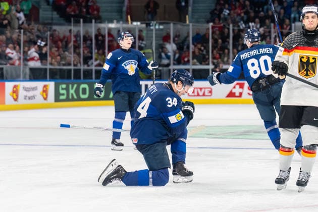 xxkeikkaxx 20260515 Swiss Life Arena, Zurich, Switzerland. IIHF Ice hockey, Eishockey World Championships match Finland vs Germany Aatu Räty (34) of Team Finland Calabrate 3-1 goal Photo by Pasi Suokko All Over Press  1.06181482