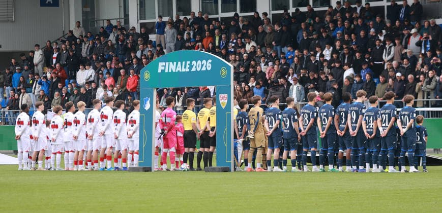 16.05.26 Finale Deutsche Meisterschaft B-Junioren U17, U 17 TSG 1899 Hoffenheim - U17 VfB Stuttgart Deutschland, Sinsheim, 16.05.2026, Fussball, Saison 2025 2026, U17-DFB-Nachwuchsliga, Finale Deutsche Meisterschaft B-Junioren, U17 VfB Stuttgart - U17 TSG 1899 Hoffenheim: Team Vorstellung der Mannschaften.