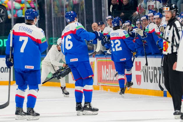 FRIBOURG, SWITZERLAND - MAY 16: Kristian Pospisil of Slovakia R) celebrates his goal during the 2026 IIHF Ice hockey, Eishockey World Championship, WM, Weltmeisterschaft Switzerland game between Slovakia and Norway at BCF Arena on May 16, 2026 in Fribourg, Fribourg. Fribourg BCF Arena Fribourg Switzerland Copyright: xJustPictures.ch JarixPestelaccix jp-en-EuSpIm-JP6_JAR_Slovakia_Norway_16May2026_00016
