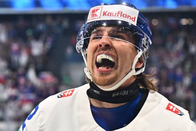 Kristian Pospisil (SVK) celebrates his goal (1:0) during the 2026 IIHF World Championship, WM, Weltmeisterschaft Group B, match Slovakia vs Norway, on May 16, 2026, Fribourg, Switzerland. (CTKxPhoto RadekxPetrasek) CTKPhotoP2026051602614  CTKPhotoP2026051602614