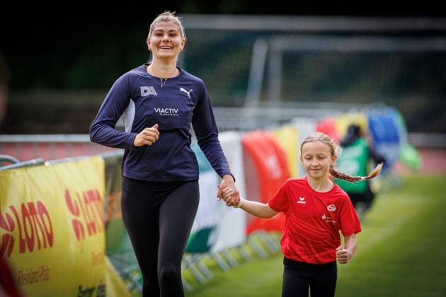 Lotto Deichmeeting; Neuwied, 16.05.2026 Lara Siemer (Düsseldorf Athletics) bei der Vorstellung der Mehrkämpferinnen; Lotto Deichmeeting am 16.05.2026 im Rhein-Wied Stadion, Neuwied (Rheinland-Pfalz). Copyright: xBEAUTIFULxSPORTS B.Hoffmannx