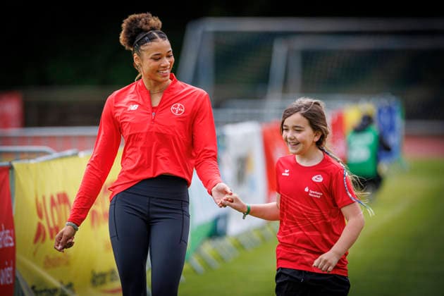 Lotto Deichmeeting; Neuwied, 16.05.2026 Anna-Elisabeth Ehlers (TSV Bayer o4 Leverkusen) bei der Vorstellung der Mehrkämpferinnen; Lotto Deichmeeting am 16.05.2026 im Rhein-Wied Stadion, Neuwied (Rheinland-Pfalz). Copyright: xBEAUTIFULxSPORTS B.Hoffmannx