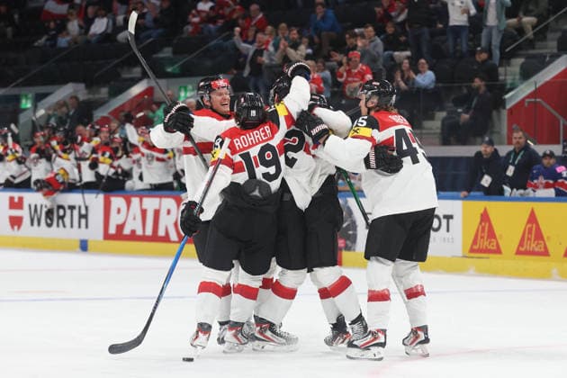 Eishockey WM 2026 AUT - GBR Jubel nach dem Treffer von Paul Huber (Oesterreich) 16.05.2026 Swiss Life Arena Zuerich , SCHWEIZ, Herren IIHF Eishockey World Championship, WM, Weltmeisterschaft Zurich 2026 Gruppe Oesterreich - Great Britain Jubel nach dem Treffer von Paul Huber (Oesterreich)
