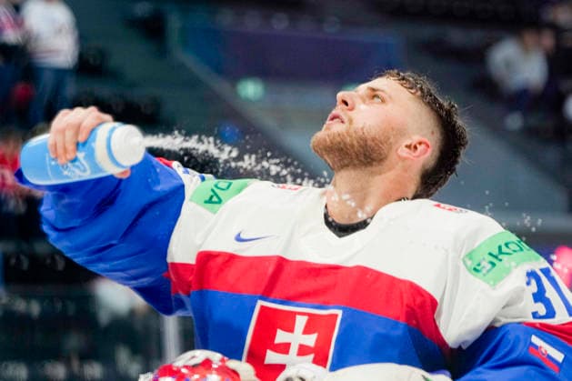 FRIBOURG, SWITZERLAND - MAY 16: goalkeeper Samuel Hlavaj of Slovakia during the 2026 IIHF Ice hockey, Eishockey World Championship, WM, Weltmeisterschaft Switzerland game between Slovakia and Norway at BCF Arena on May 16, 2026 in Fribourg, Fribourg. Fribourg BCF Arena Fribourg Switzerland Copyright: xJustPictures.ch JarixPestelaccix jp-en-EuSpIm-JP6_JAR_Slovakia_Norway_16May2026_00036