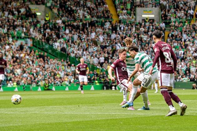 Celtic v Heart of Midlothian William Hill Premiership Sebastian Tounekti of Celtic shoots during the William Hill Premiership match at Celtic Park, Glasgow 16 05 2026 UK Newspapers OUT Copyright: xJamiexJohnstonx FIL-23440-0061