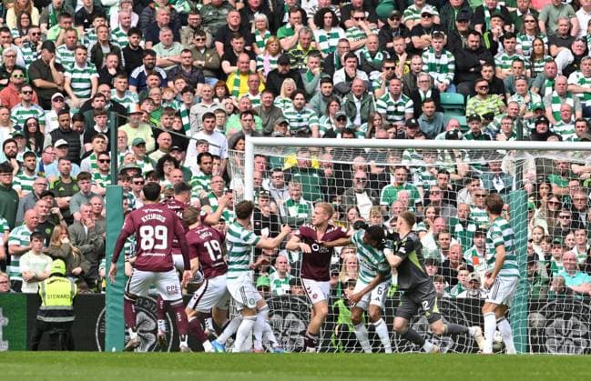 Lawrence Shankland of Hearts scores the opening goal Celtic v Heart of Midlothian, William Hill Scottish Premiership, Football, Celtic Park, Glasgow, Scotland, UK - 16 May 2026Glasgow Celtic Park United Kingdom EDITORIAL USE ONLY No use with unauthorised audio, video, data, fixture lists, club league logos or live services. Online in-match use limited to 120 images, no video emulation. No use in betting, games or single club league player publications. Copyright: xMarkxRunnacles Shutterstockx 16876830cd