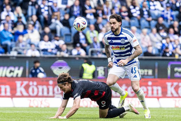 3.Liga: MSV Duisburg - FC Viktoria Köln; 16.05.2026 Tobias Eisenhuth (FC Viktoria Köln, 6), Lex-Tyger Lobinger (MSV Duisburg, 45) 3.Liga: MSV Duisburg - FC Viktoria Köln; Schauinsland-Reisen-Arena, Duisburg, 16.05.2026 DFB regulations prohibit any use of photographs as image sequences and or quasi video. Copyright: xBEAUTIFULxSPORTS Buriakovx