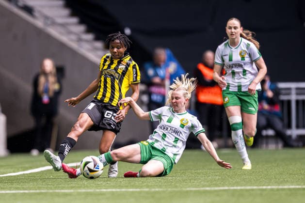260516 Häckens Halimatu Ibrahim Ayinde och Hammarbys Emilie Joramo under finalen i Svenska Cupen mellan Hammarby och Häcken den 16 maj 2026 i Stockholm. Copyright: EMMAxWALLSKOG BB260516EW017
