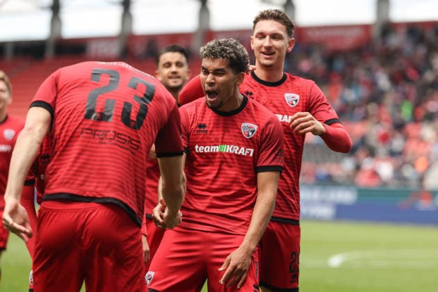 3. Liga; FC Ingolstadt 04 - SV Waldhof Mannheim; Yann Sturm (7, FCI) Tor Jubel Treffer 5:1, drittes Tor Julian Kügel (29, FCI) Jasper Maljojoki (23, FCI) 3. Liga - FC Ingolstadt 04 Saison 2025 2026 SV Waldhof Mannheim;