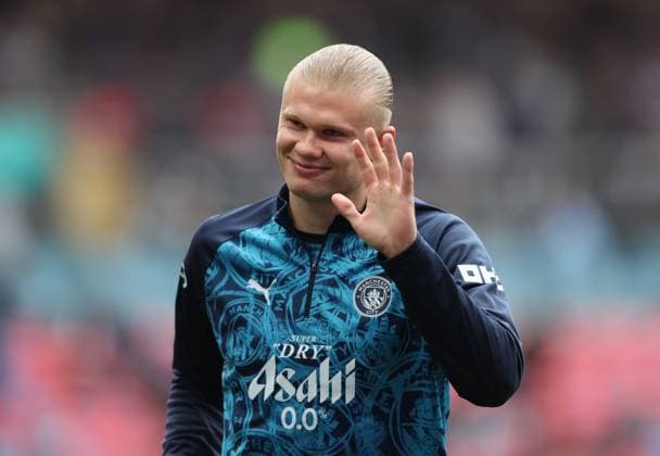 The Emirates FA Cup Final 2026 - Chelsea FC v Manchester City FC LONDON, ENGLAND, MAY 16: Erling Haaland of Manchester City warms up ahead The Emirates FA Cup Final 2026 match between Chelsea FC v Manchester City FC at Wembley Stadium, London, England, on May 16. (Photo by Daniel Weir) London Wembley Stadium England Copyright: xDanielxWeir SportsxPressxPhotox Sportspressphoto_SPR147734